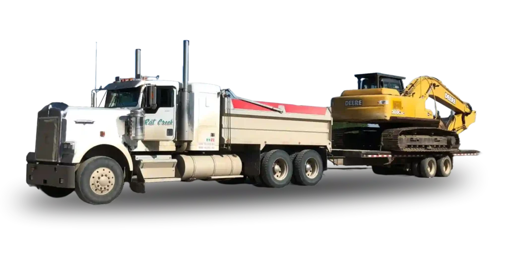 Rat Creek Construction provides heavy equipment hauling across Western Canada and other provinces as well